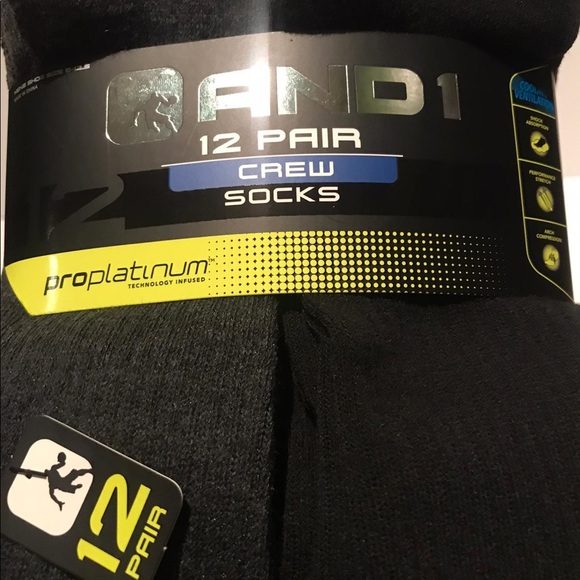12 PAIRS AND1 Long Crew PROPLATINUM Socks 6 - 12.5 - Picture 8 of 8